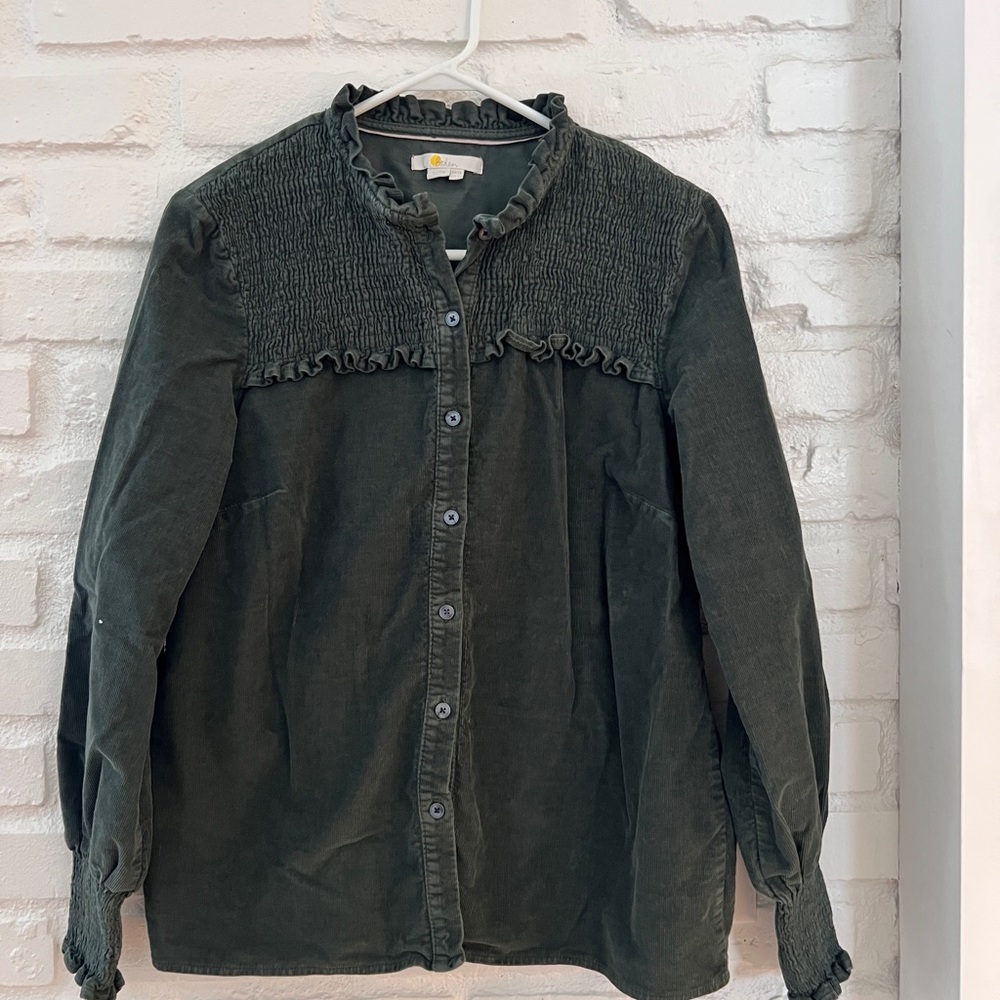 Boden Hunter Green Corduroy Blouse